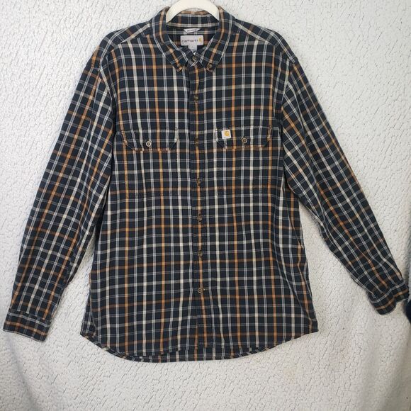 Carhartt Flannel Shirt Mens L Plaid Relaxed Fit Workwear American Workwear 46x31 - Picture 1 of 11
